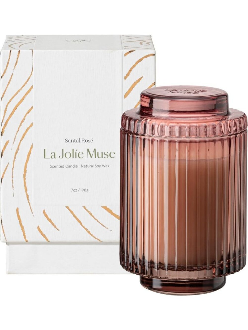 Santal Rosé Scented Candle - Natural Soy Wax, 7 oz - Cozy Home Fragrance